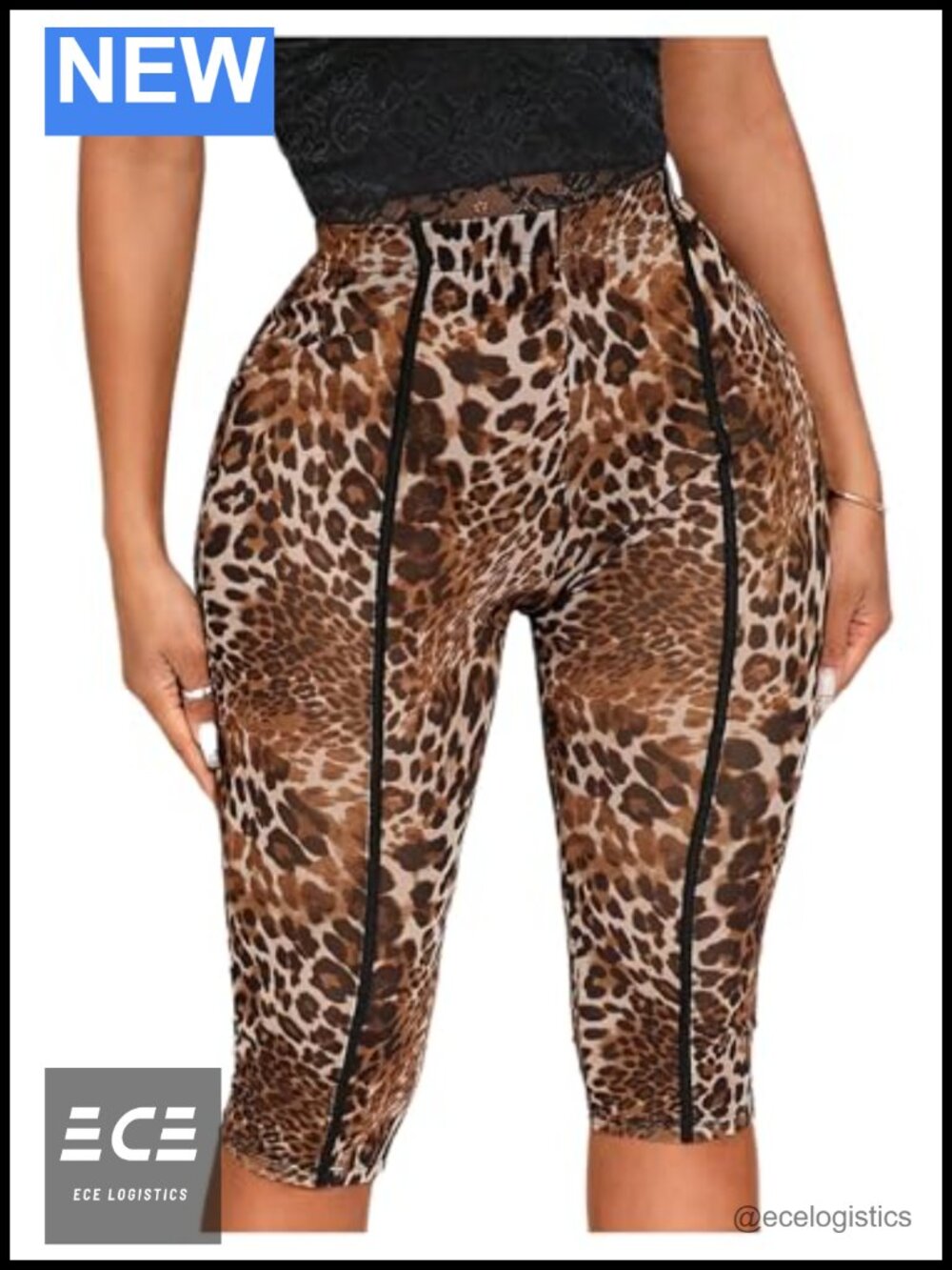 RoseSeek Women's Y2K Leopard Mesh Capri Leggings